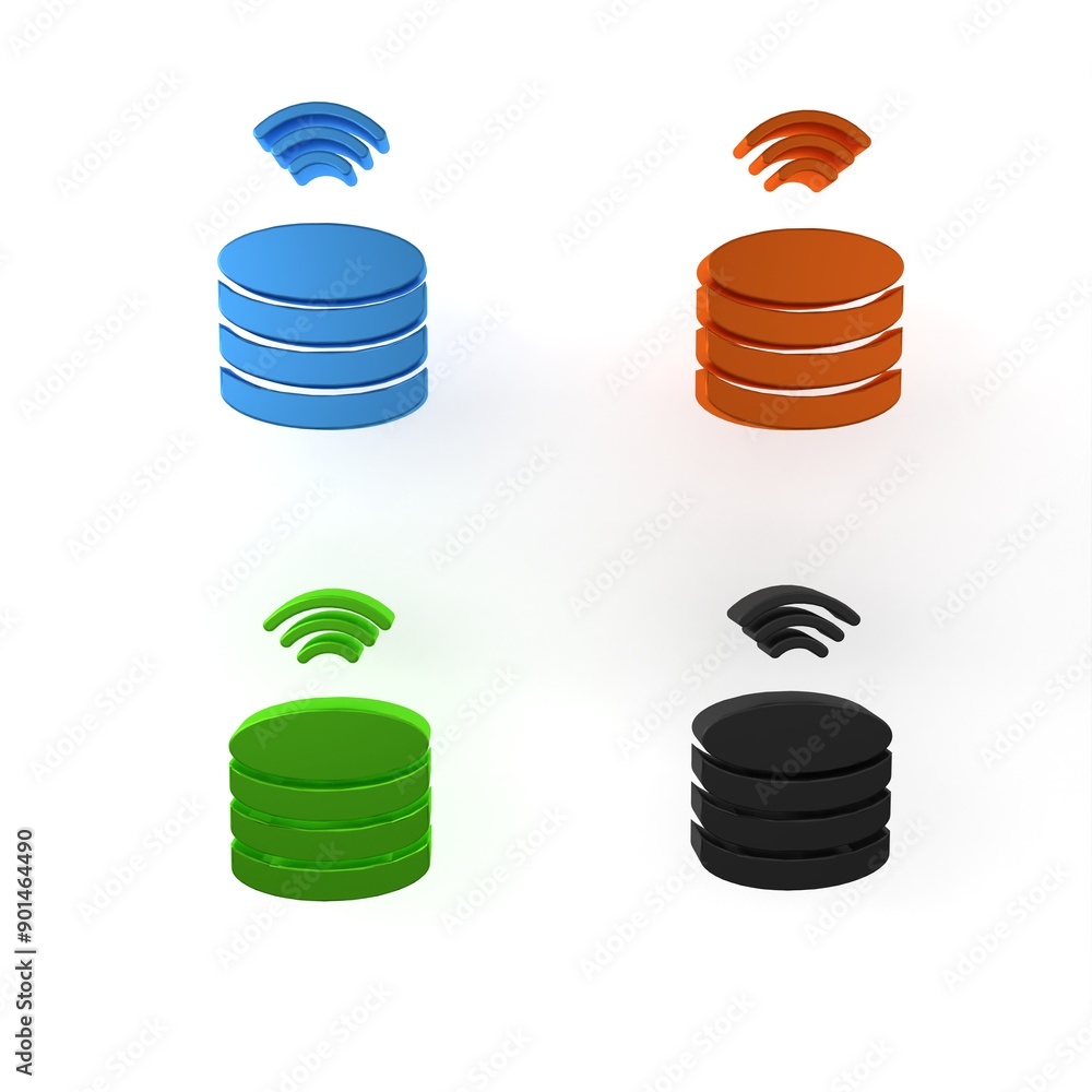 Poster colorful smart server, data, web hosting icon isolated on white background. internet of things conce