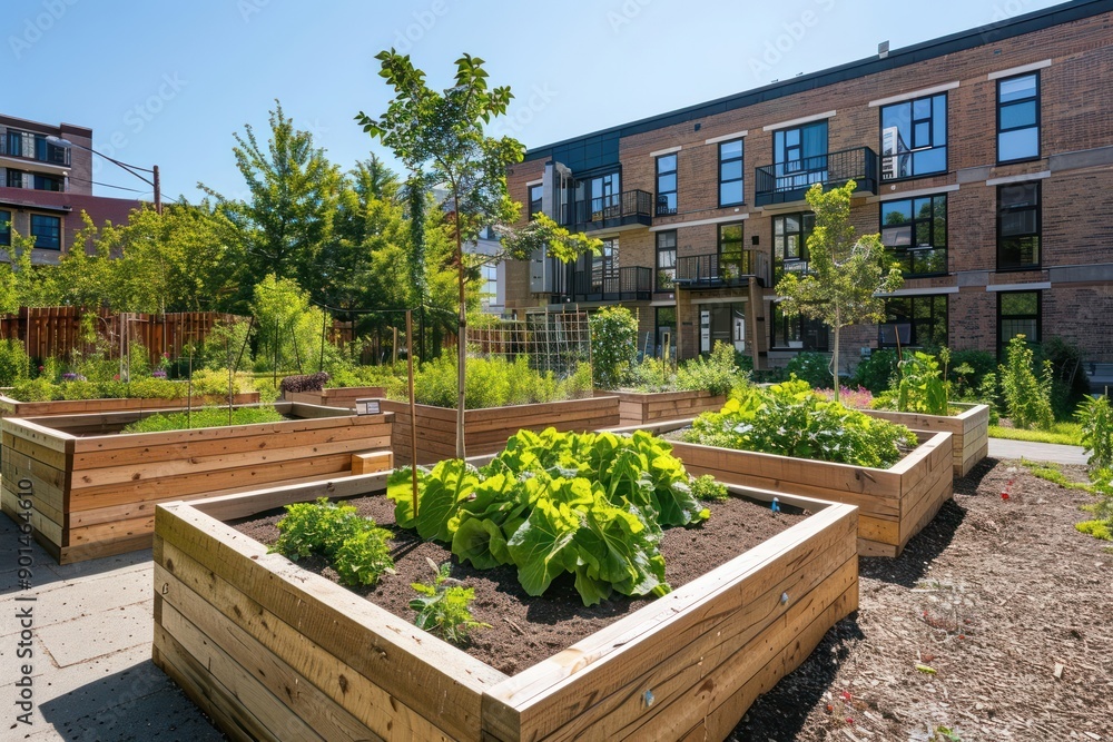 Wall mural community garden architecture outdoors backyard.