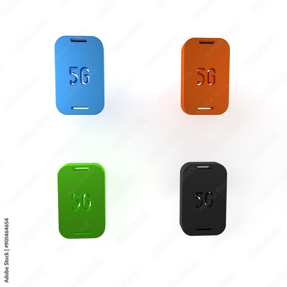 Aufkleber colorful mobile with 5g new wireless internet wifi icon isolated on white background. global network