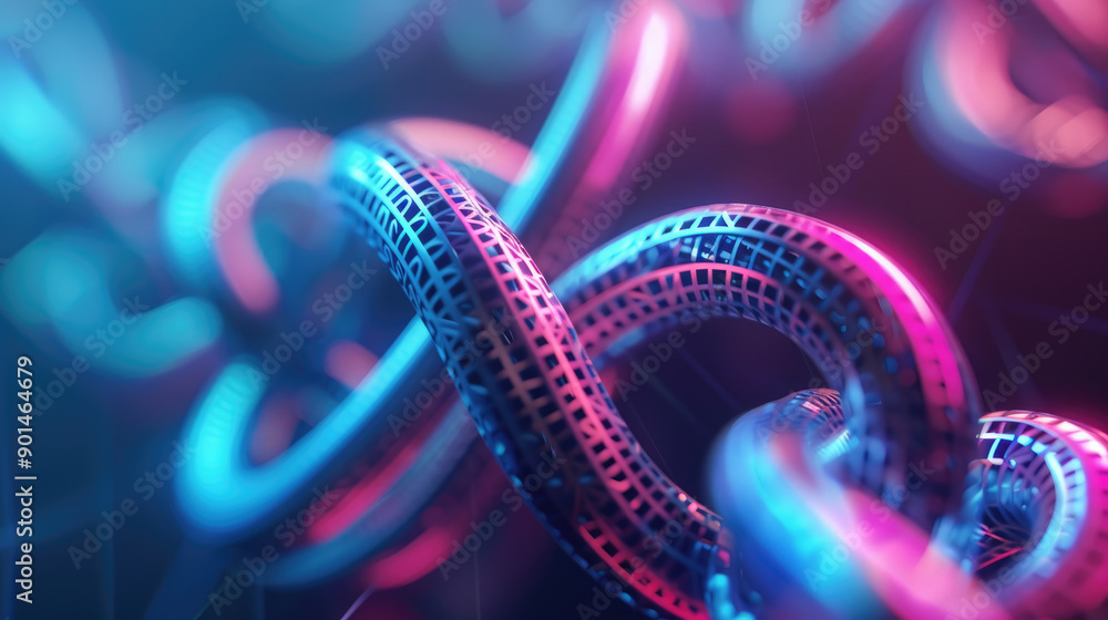 Poster explore a captivating digital artwork featuring abstract 3d bonds illuminated by glowing lines, perf