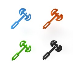 Colorful Medieval poleaxe icon isolated on white background. Minimalism concept. 3D render illustration