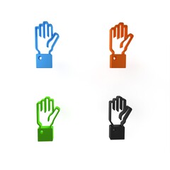 Colorful Hand holding auction icon isolated on white background. Bidding concept. Auction competition. Minimalism concept. 3D render illustration