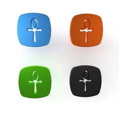 Colorful Cross ankh icon isolated on white background. Egyptian word for life or symbol of immortality. Minimalism concept. 3D render illustration
