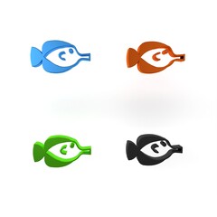 Colorful Butterfly fish icon isolated on white background. Minimalism concept. 3D render illustration