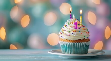 First Birthday Cupcake With Candle