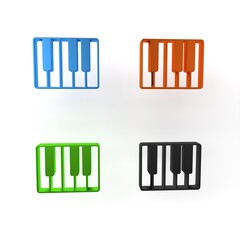 Colorful Music synthesizer icon isolated on white background. Electronic piano. Minimalism concept. 3D render illustration