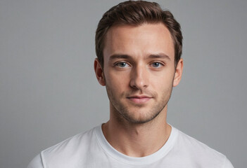Fototapeta premium Portrait view of a regular Actor , candid, social media, avatar image, plain solid background