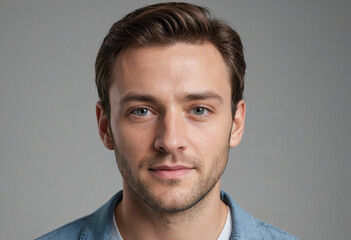 Portrait view of a regular Actor , candid, social media, avatar image, plain solid background