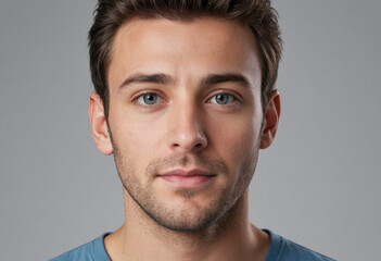 Fototapeta premium Portrait view of a regular Actor , candid, social media, avatar image, plain solid background