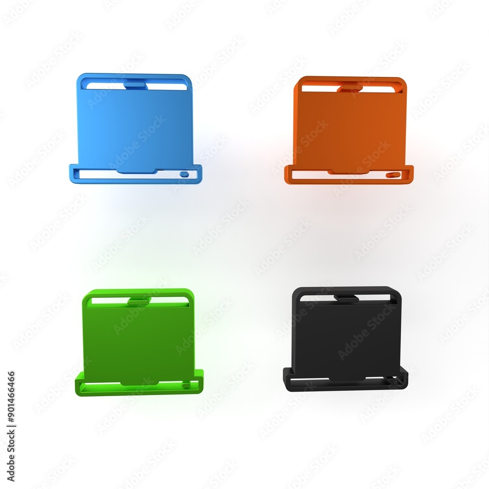 Poster colorful laptop icon isolated on white background. computer notebook with empty screen sign. minimal