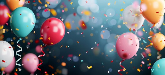 Colorful Balloons and Confetti