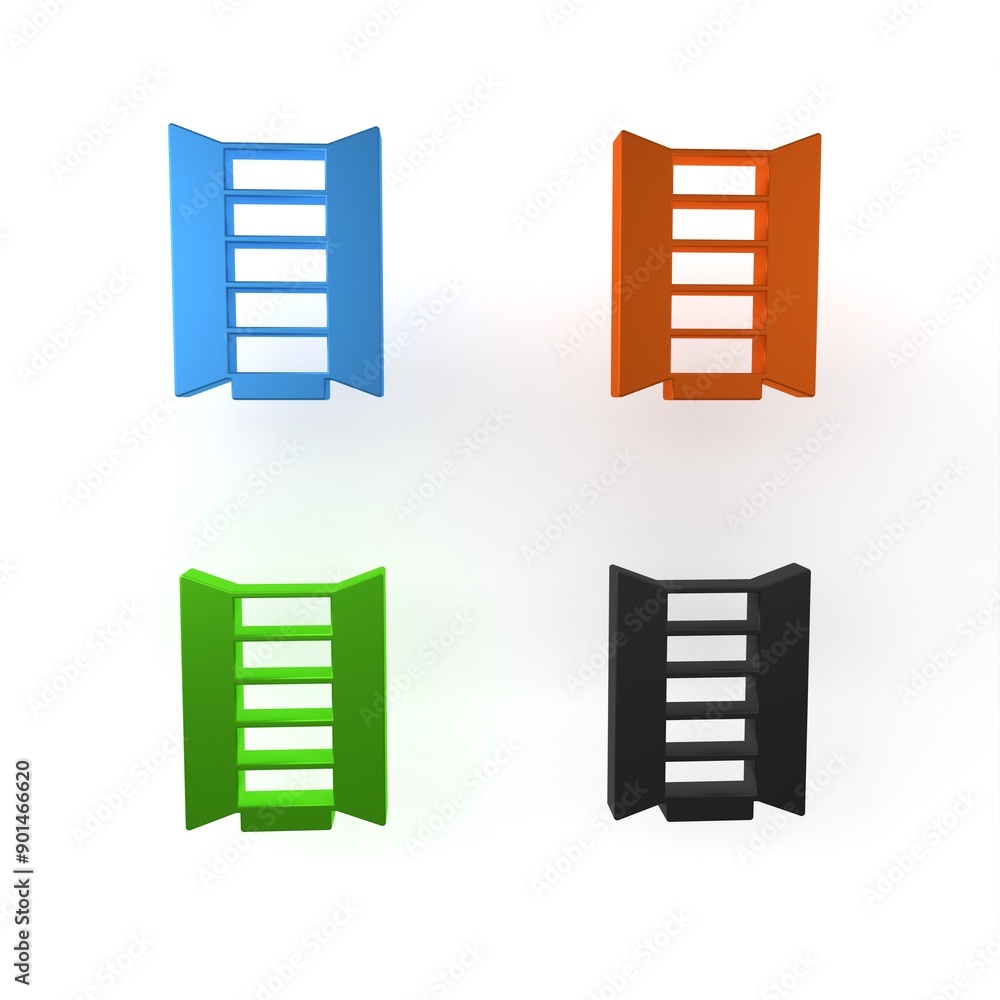 Canvas Prints Colorful Wardrobe icon isolated on white background. Cupboard sign. Minimalism concept. 3D render illustration