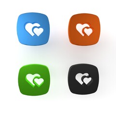 Colorful Heart icon isolated on white background. Romantic symbol linked, join, passion and wedding. Happy Valentines day. Minimalism concept. 3D render illustration
