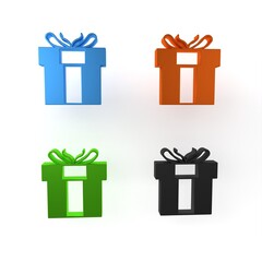 Colorful Gift box icon isolated on white background. Valentines day. Minimalism concept. 3D render illustration