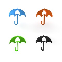 Colorful Umbrella icon isolated on white background. Insurance concept. Waterproof icon. Protection, safety, security concept. Minimalism concept. 3D render illustration