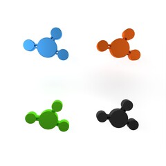 Colorful Molecule icon isolated on white background. Structure of molecules in chemistry, science teachers innovative educational poster. Minimalism concept. 3D render illustration