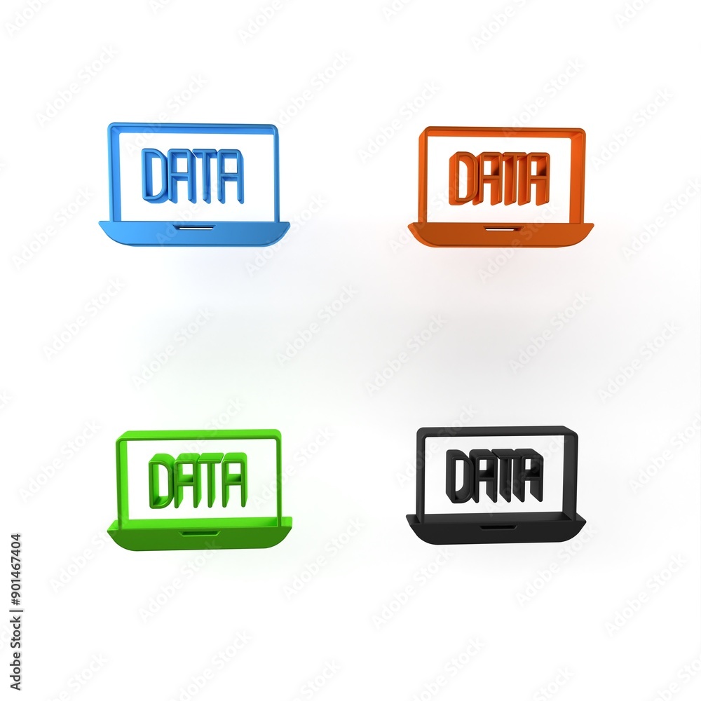 Poster colorful data analysis icon isolated on white background. business data analysis process, statistics