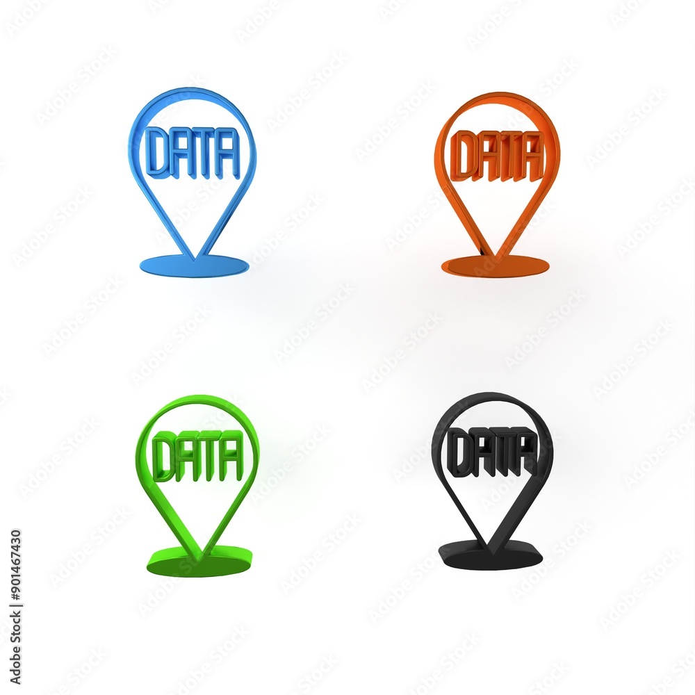 Poster colorful data analysis icon isolated on white background. business data analysis process, statistics