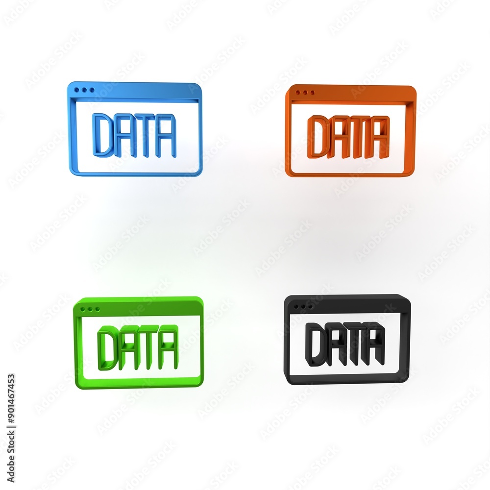 Poster colorful data analysis icon isolated on white background. business data analysis process, statistics
