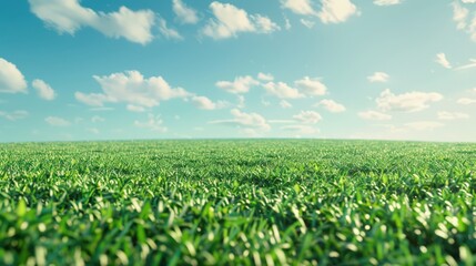 A field of grass with a clear blue sky above