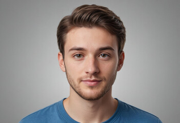 Fototapeta premium Portrait view of a regular Graphic Designer , candid, social media, avatar image, plain solid background