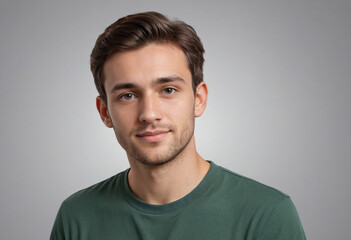 Fototapeta premium Portrait view of a regular Graphic Designer , candid, social media, avatar image, plain solid background