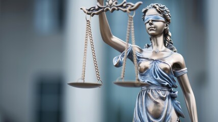 Obraz premium lady justice statue with scales of justice and blindfold, symbol of law and legal system, justice, fairness, equity, law, courtroom, judicial, legal, attorney, lawyer, judge, gavel, court