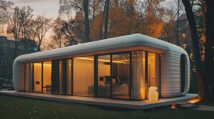 Write about the acoustical considerations in designing a 3D-printed house. Describe soundproofing materials