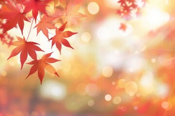 Fototapeta premium Vibrant Autumn Leaves With Bokeh Effect Perfect for Seasonal Promotions and Year-End Celebrations