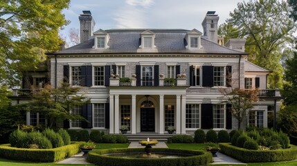 Write about the architectural symmetry of a Georgian house exterior.