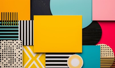 abstract geometric shapes with yellow background for branding and design projects.