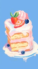 Cake strawberry dessert produce.