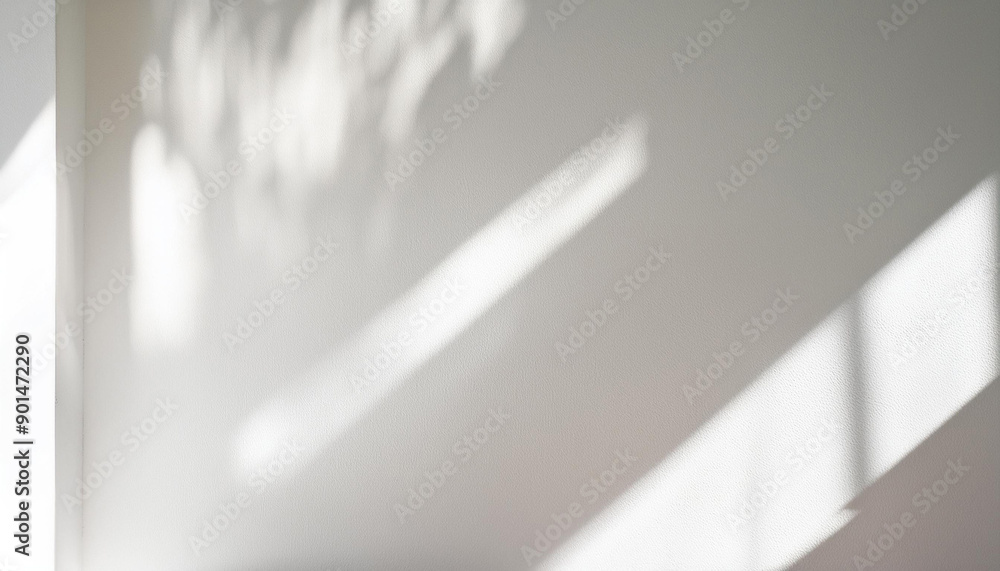 Aufkleber window natural shadow on white wall. background for overlay effect on product presentation, create b
