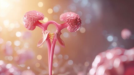 Fototapeta premium A pink and white image of a brain with a pink stem