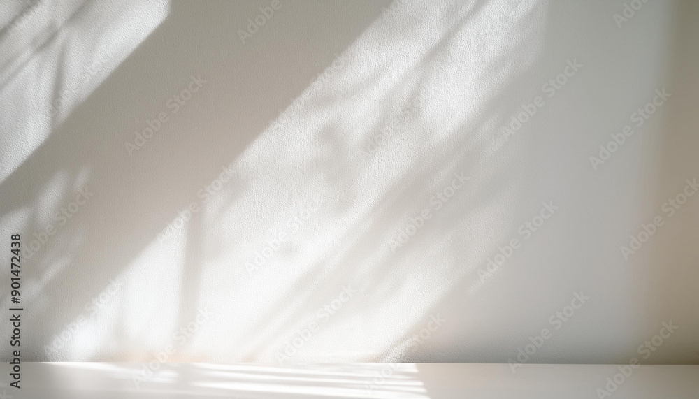 Aufkleber window natural shadow on white wall. background for overlay effect on product presentation, create b