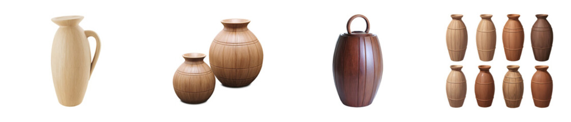 Wooden vas of Transparent background