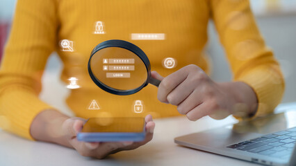 Lock the phone with a password for mobile cybersecurity or a password to confirm login in the...