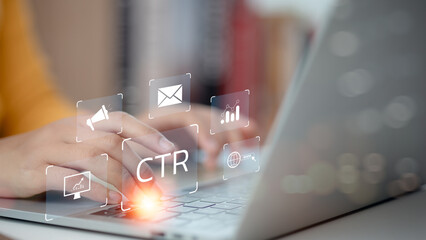Click Through Rate CTR concept. Digital online marketing business.