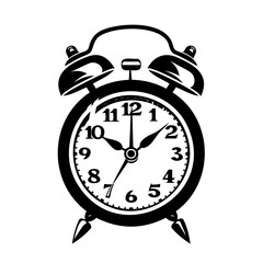 Retro Alarm Clock Illustration with Roman Numerals