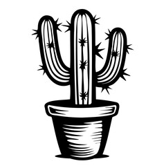 Potted Cactus Plant Illustration