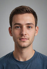 Obraz premium Portrait view of a regular Artist , candid, social media, avatar image, plain solid background