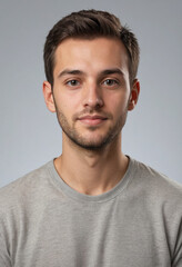 Obraz premium Portrait view of a regular Computer Programmer , candid, social media, avatar image, plain solid background