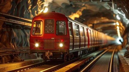 Obraz premium Scifi Subway Futuristic Underground Train with Periodic Table Decor and Science Trivia Explore the Wonders of Chemistry on Your Commute