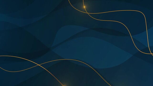 Golden line and dark blue background moving motion graphics, animation Video Ultra HD 4K 3840x2160.