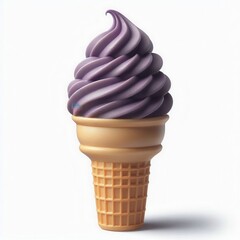 Delicious Swirl of Purple Soft Serve Ice Cream in a Waffle Cone for Sweet Treat Lovers