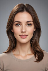 Fototapeta premium Portrait view of a regular Public Relations Specialist , candid, social media, avatar image, plain solid background