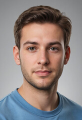 Fototapeta premium Portrait view of a regular Software Developer , candid, social media, avatar image, plain solid background