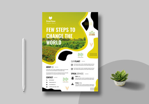 Environmental Flyer Layout With Light Green Accents