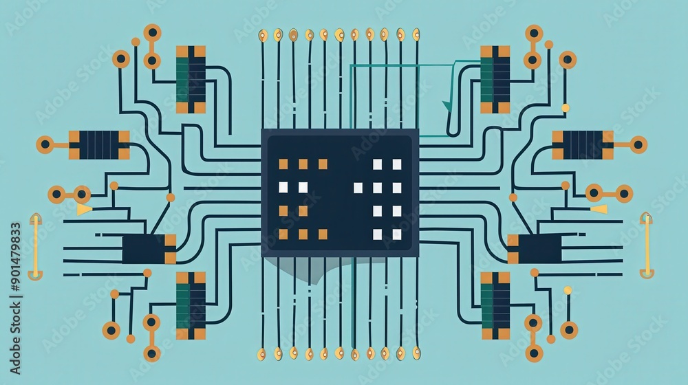 Poster diagram of a nand gate circuit, highlighting how the combination of transistors creates a logic gate