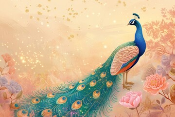 Peacock with natural animal bird fragility.